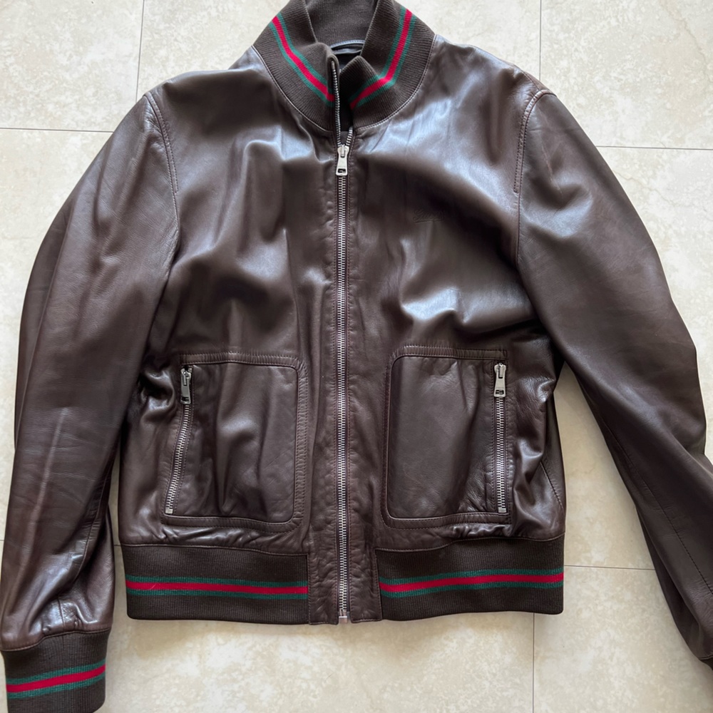 Gucci leather jacket for sale.